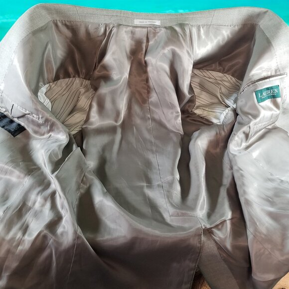 Ralph Lauren Men's 44S Beige Check 72% Poly 25% Rayon Blazer Sport Coat 11611 - Picture 5 of 9